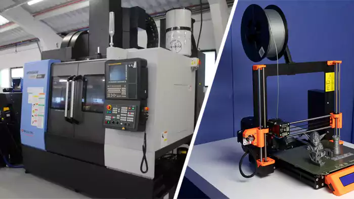 CNC machine alongside a 3D printer
