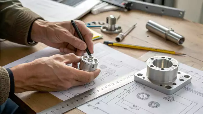 Hand holding a physical prototype part