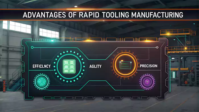 Graphic highlighting benefits of rapid mold making like speed and cost