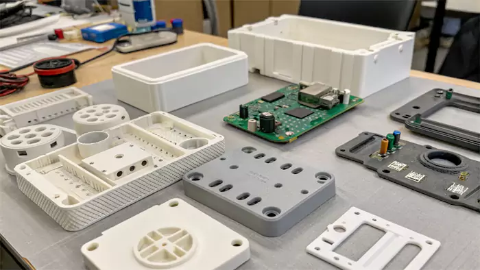 Different types of prototypes Various 3D printed models and functional prototype components