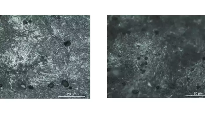 Micrograph showing material structure before and after machining
