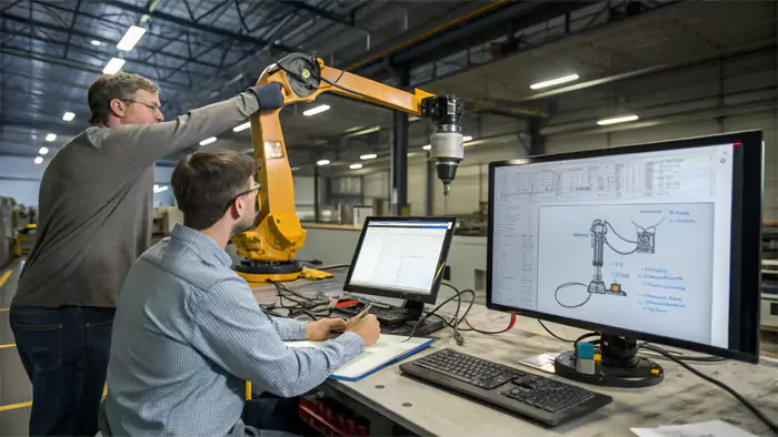 A functional prototype of a mechanical device being tested in a workshop