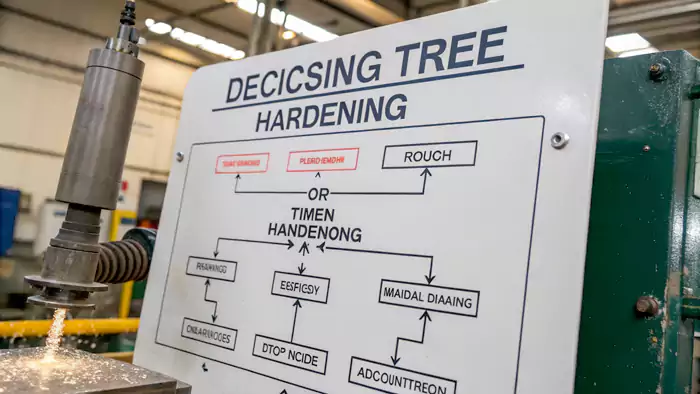 A decision tree showing when to harden during the machining process