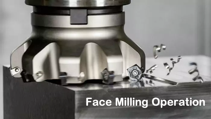 A CNC machine performing a face milling operation on a metal block