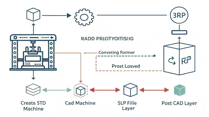 Flowchart diagram illustrating the rapid prototyping process steps
