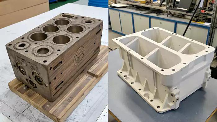 Side-by-side images: one of a handcrafted prototype, one of a 3D printed prototype