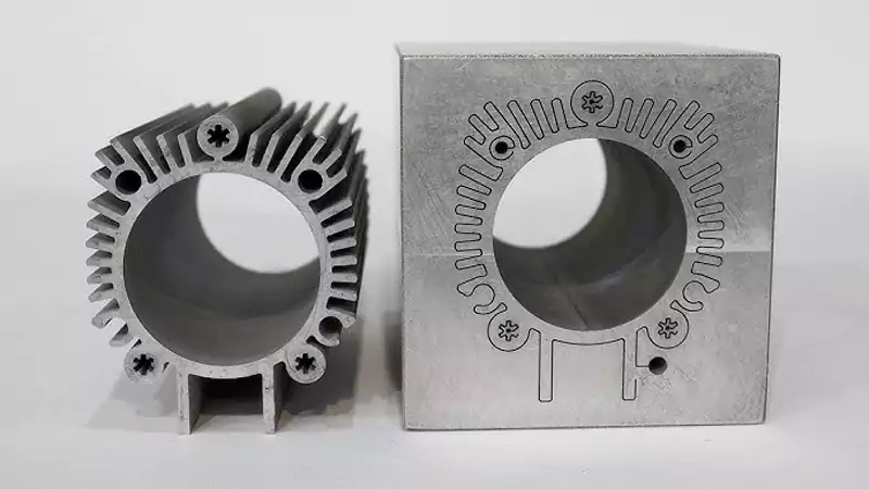 An aluminum part with a very sharp internal corner that could only have been made with Wire EDM