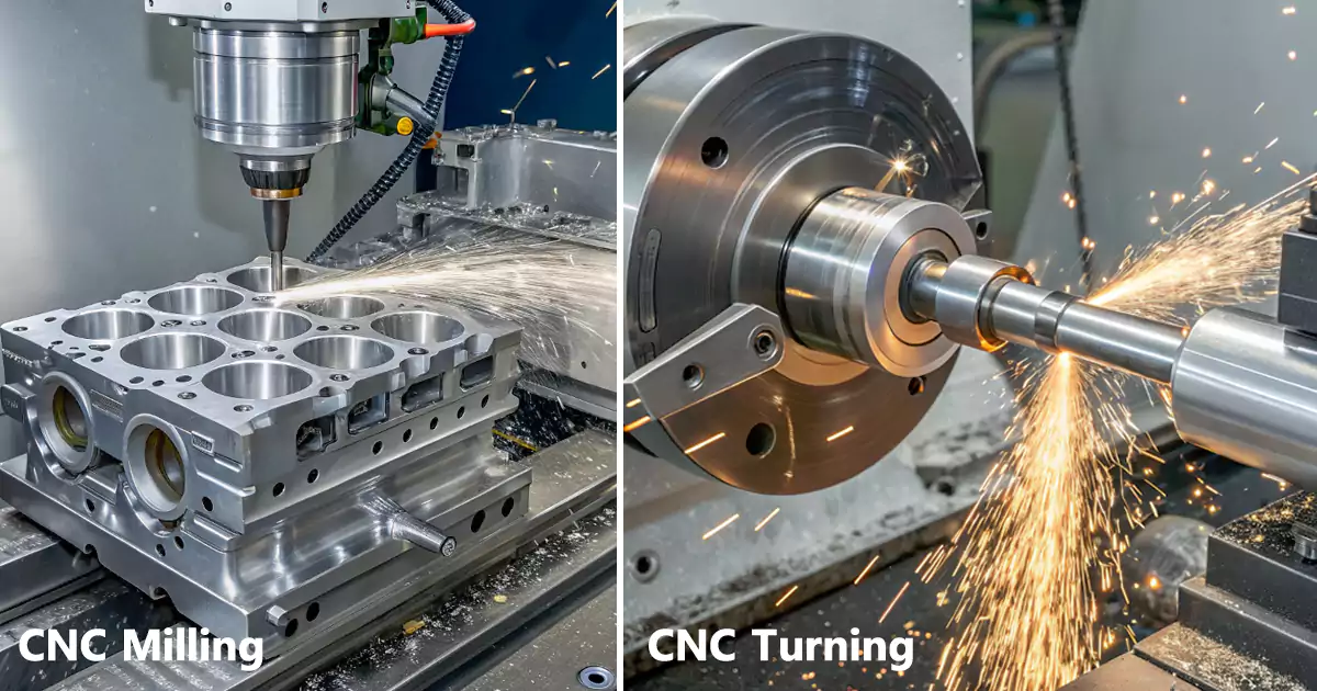 CNC milling vs turning comparison