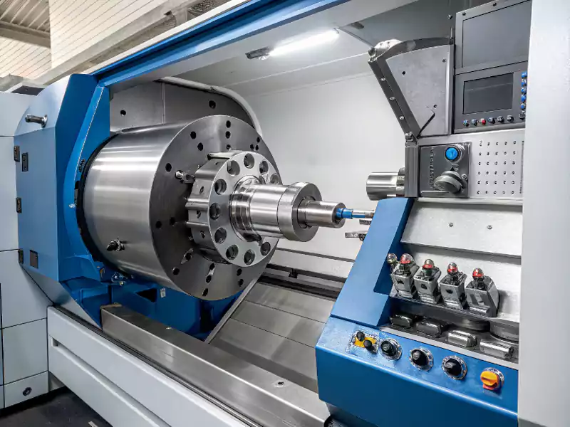 A powerful CNC turning center with a large turret, indicating its capability for robust tooling