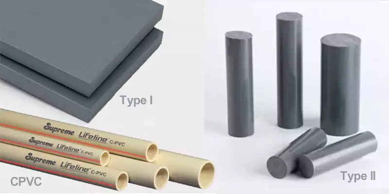Different PVC types: Type I, Type II and CPVC