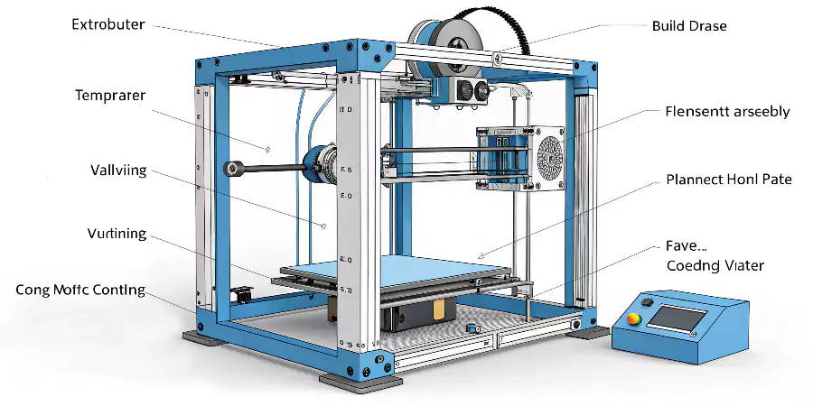 FDM printer components and setup