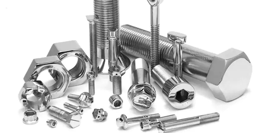 An organized layout showing examples of screws, bolts, nuts, washers, rivets, anchors, and nails