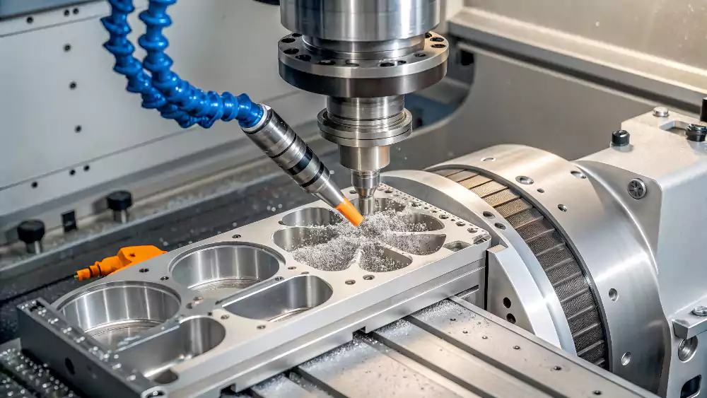 High-end five-axis CNC machining center in operation