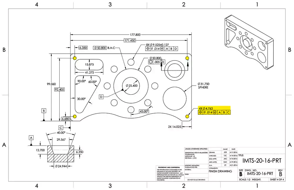 An image showing a detailed breakdown of a Feature Control Frame with all its components labeled