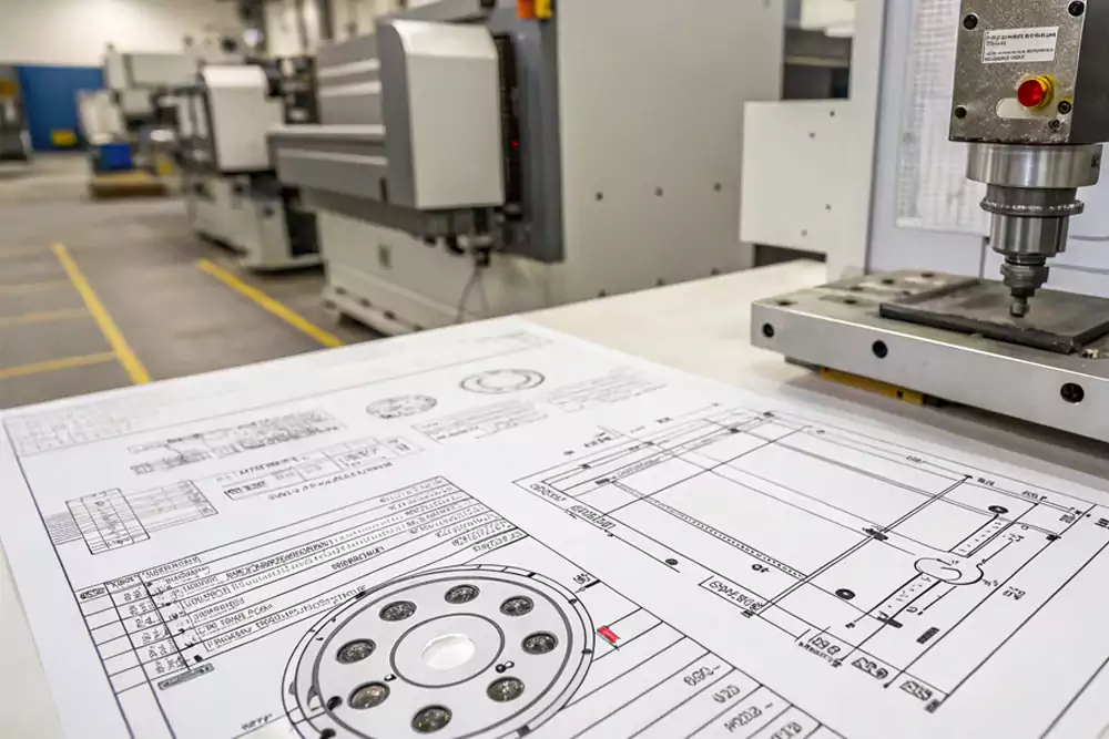 An engineering drawing highlighting good DFM practices for CNC milling