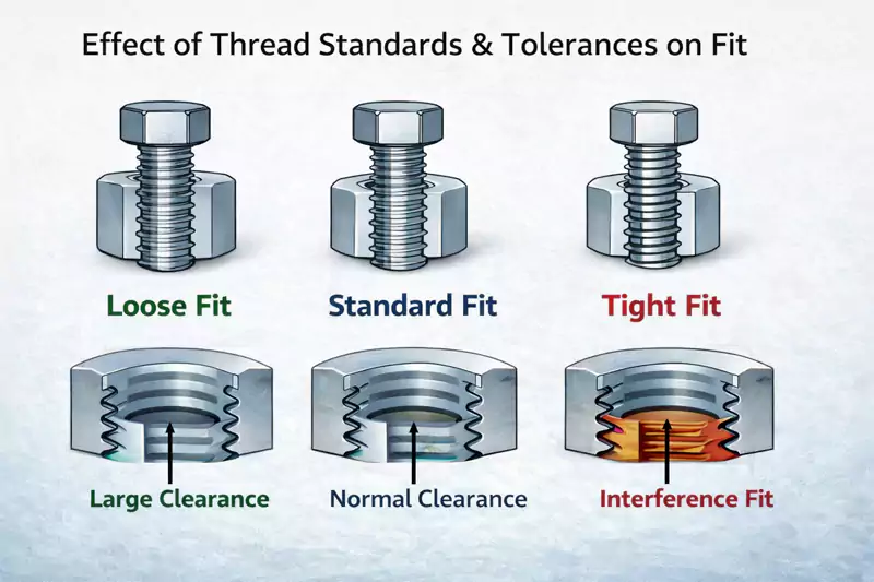 Thread standards and tolerance effects on fit