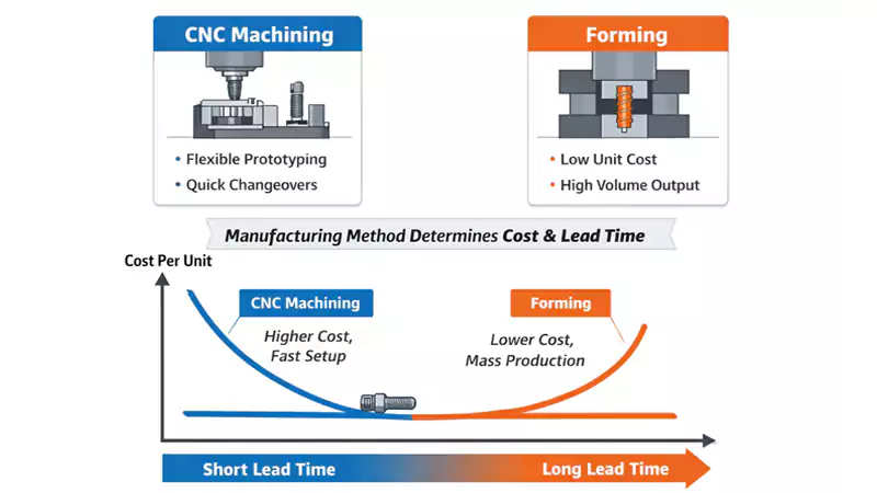 CNC machining versus cold forming of fasteners