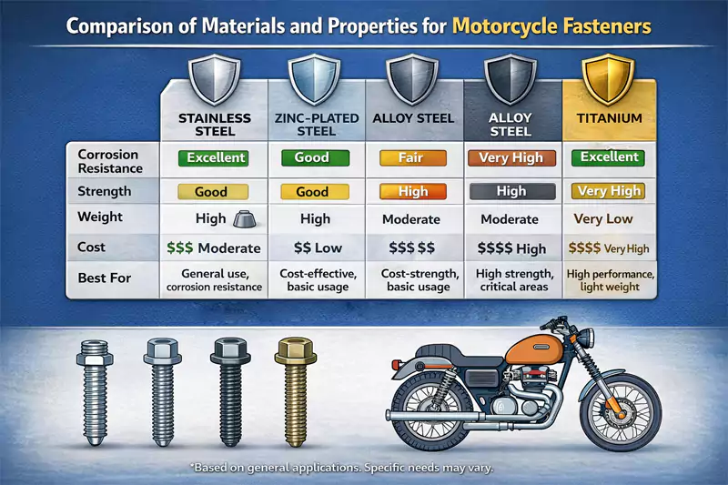 Comparison of fastener materials and properties