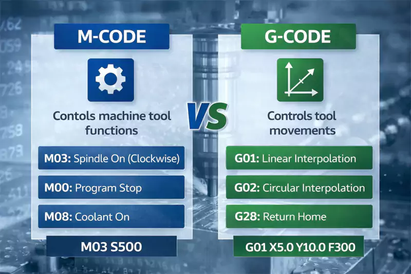 Functional comparison between M-code and G-code