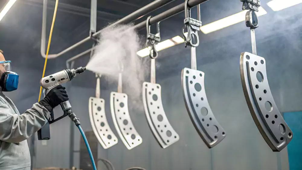 Powder coating surface treatment for automotive metal parts