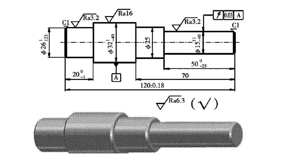 CNC machined shaft design