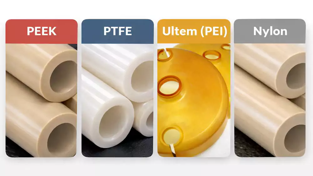 peek vs ptfe vs ultem vs nylon cnc material comparison chart