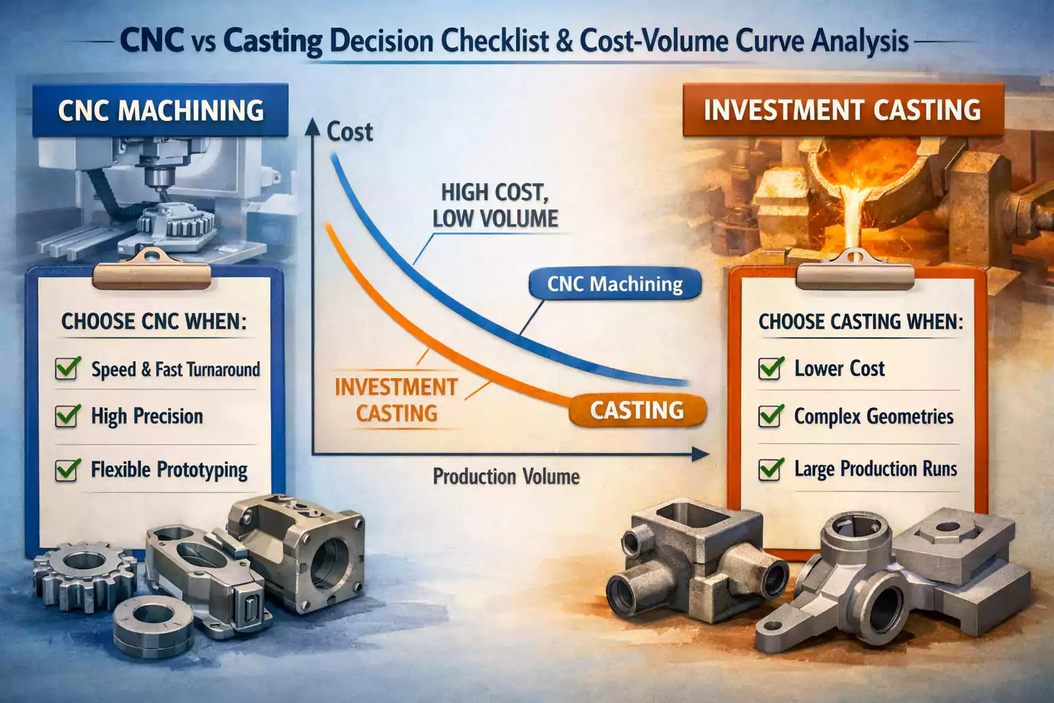 cnc vs casting decision checklist cost volume curve analysis