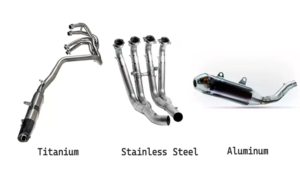 motorcycle exhaust material comparison titanium stainless steel aluminum