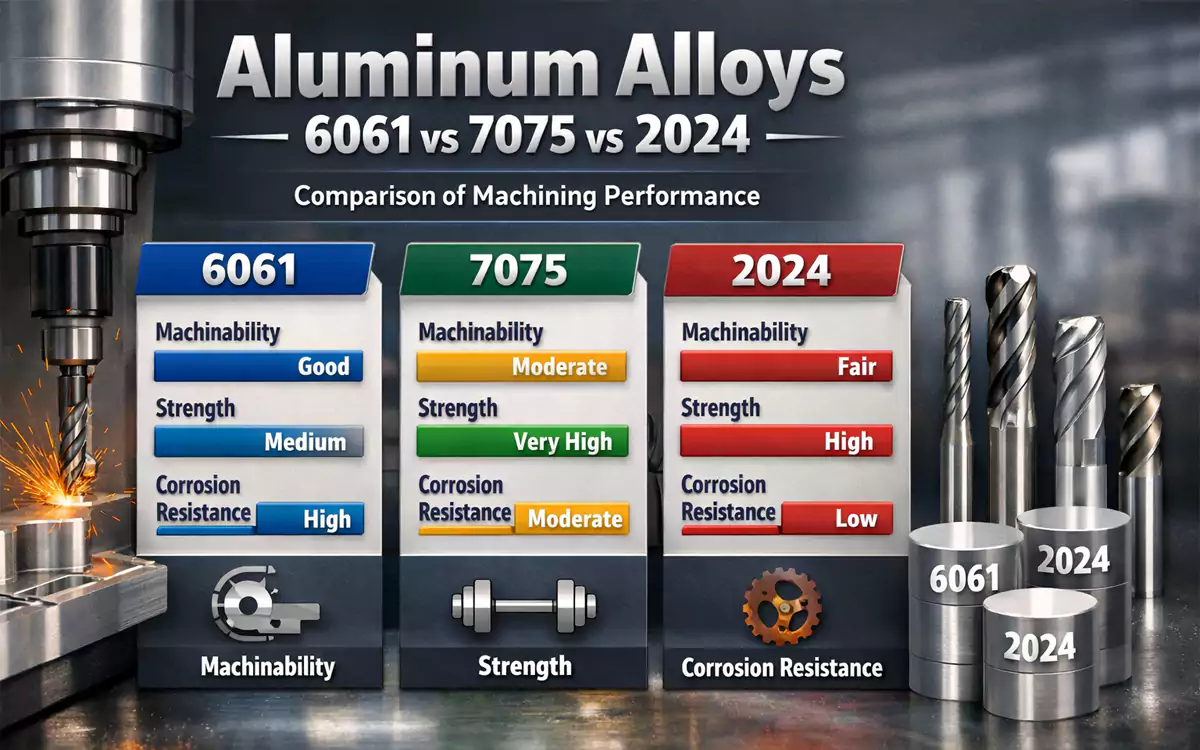 aluminum alloys 6061 7075 2024 comparison machining performance