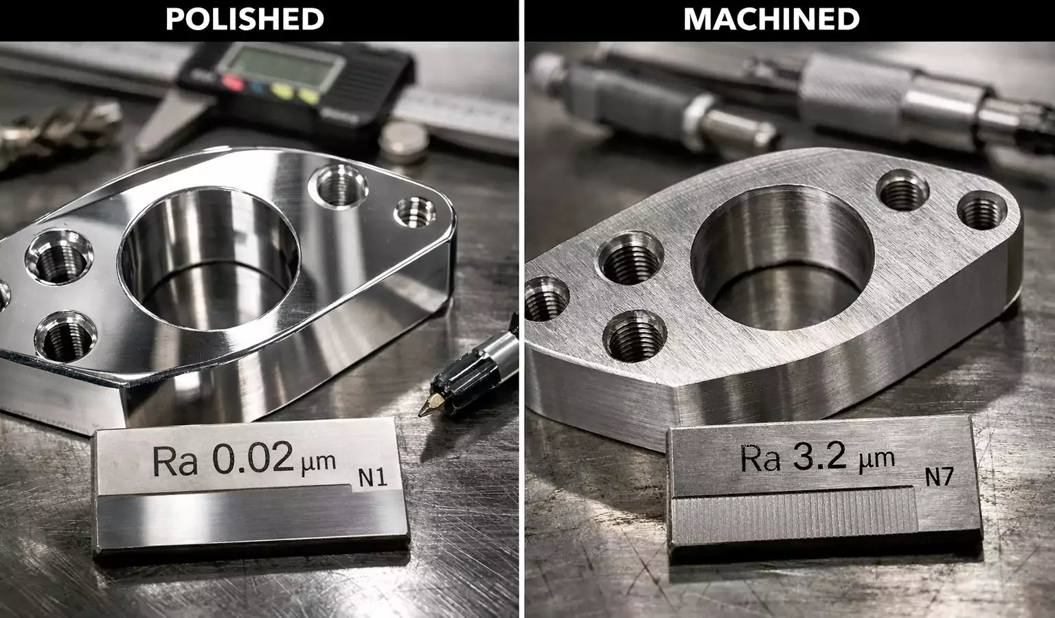ra surface finish comparison polished vs machined metal parts