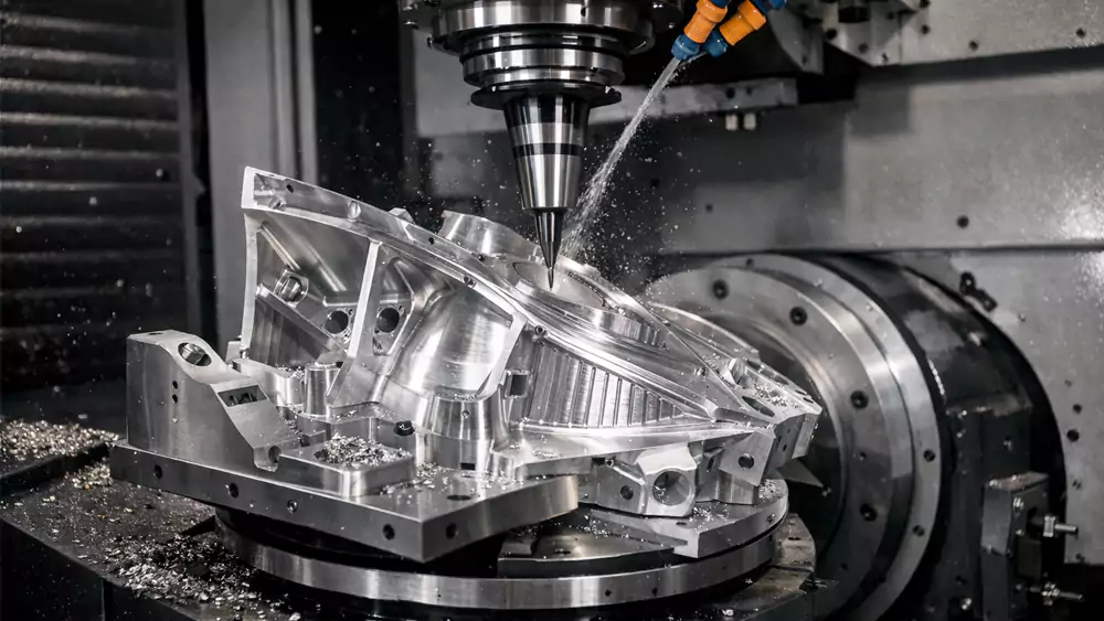 aerospace cnc machining processes including 5 axis milling
