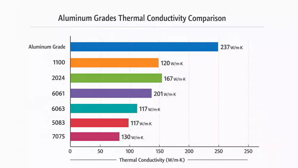aluminum grades thermal conductivity chart comparison
