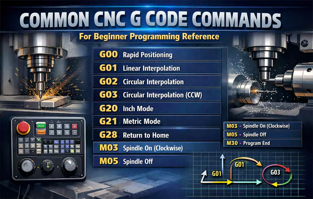 common cnc g code commands for beginner programming reference
