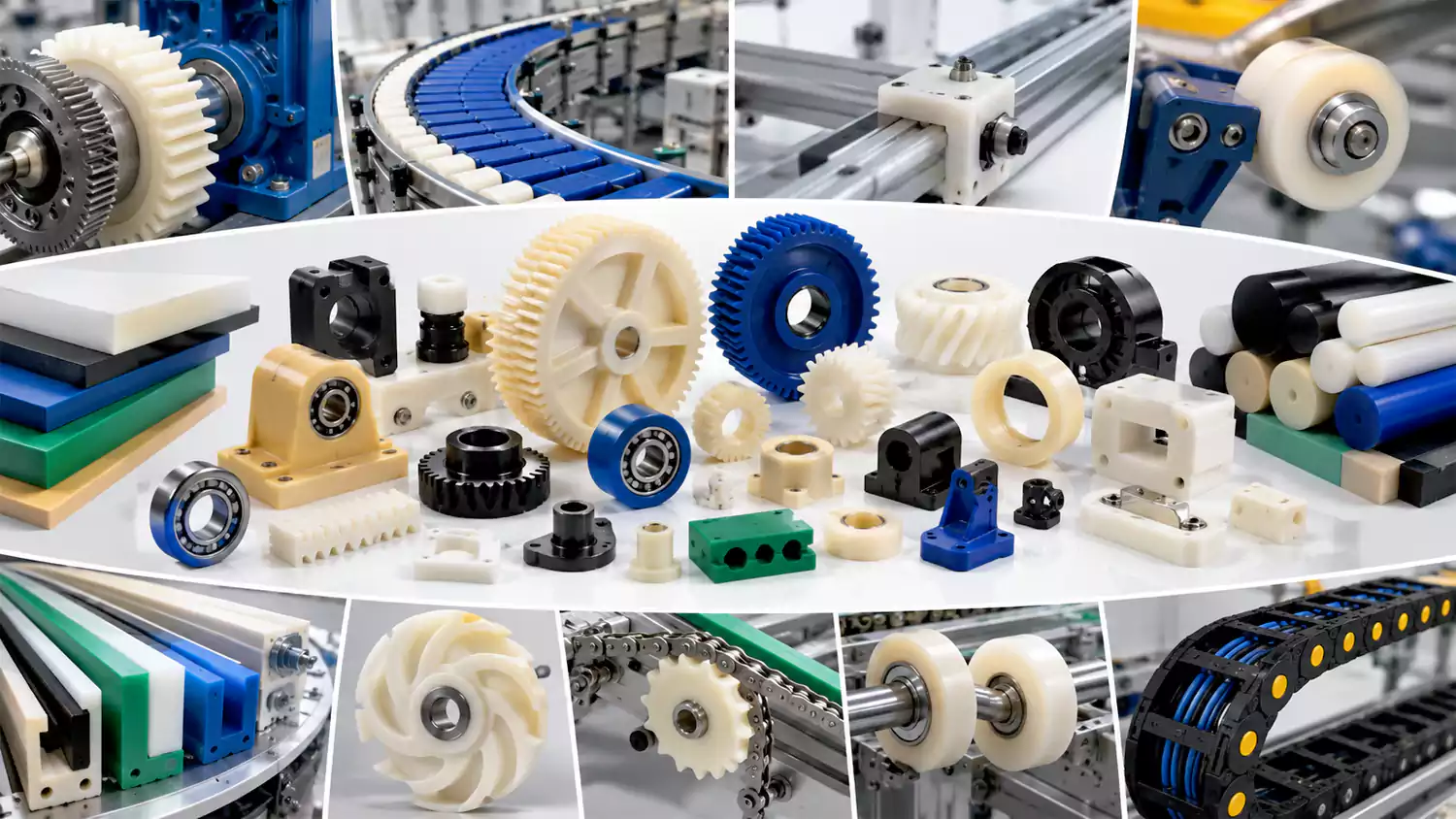 industrial nylon applications including gears rollers wear pads and machine components