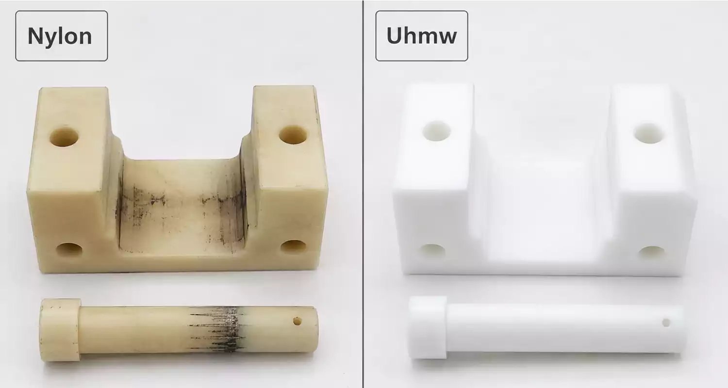 uhmw low friction sliding performance compared with nylon precision machined industrial components